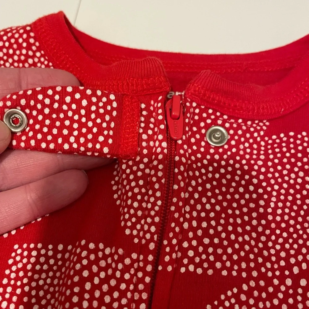 Carter's Red & White Heart Footie One Piece Valentine Pajama Size 18 months